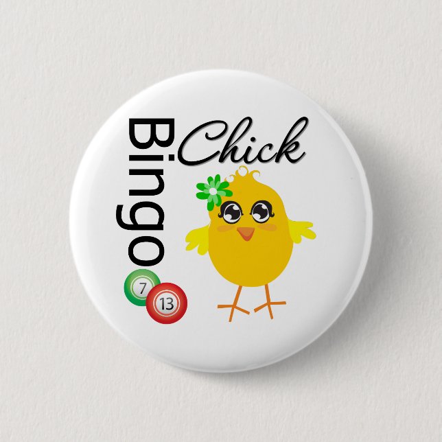 Bingo Chick Pinback Button (Front)