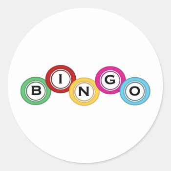 Bingo Classic Round Sticker by Just2Cute at Zazzle
