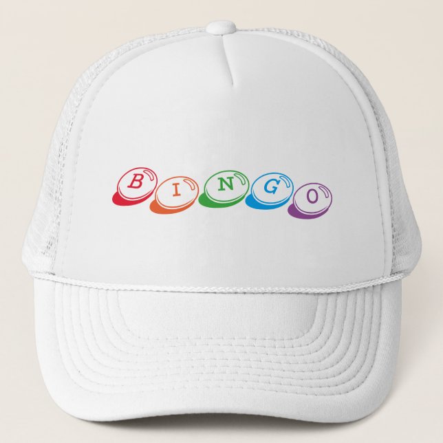 BINGO Colorful Lettering Fun and Games Trucker Hat (Front)