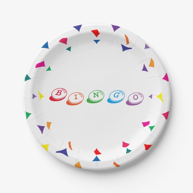 BINGO Colorful Lettering Paper Plates (Front)
