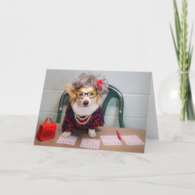 Bingo Corgi birthday greeting card (Front)