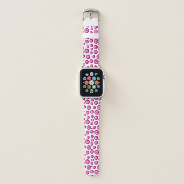Bingo Crazy Fun Pink and White Apple Watch Band (Front)