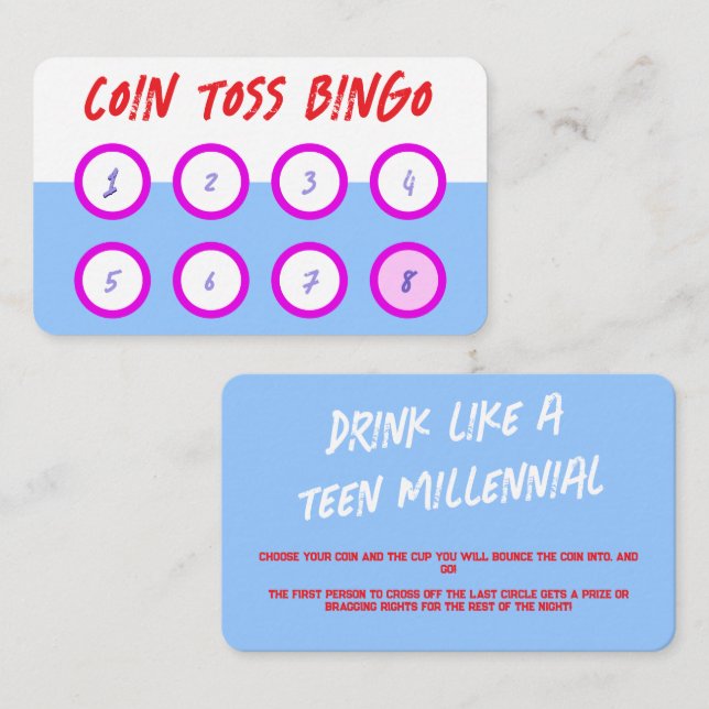 Bingo Drinking Game For Parties Business Card (Front/Back)