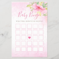 Bingo Floral Watercolor Botanical Baby Shower Game