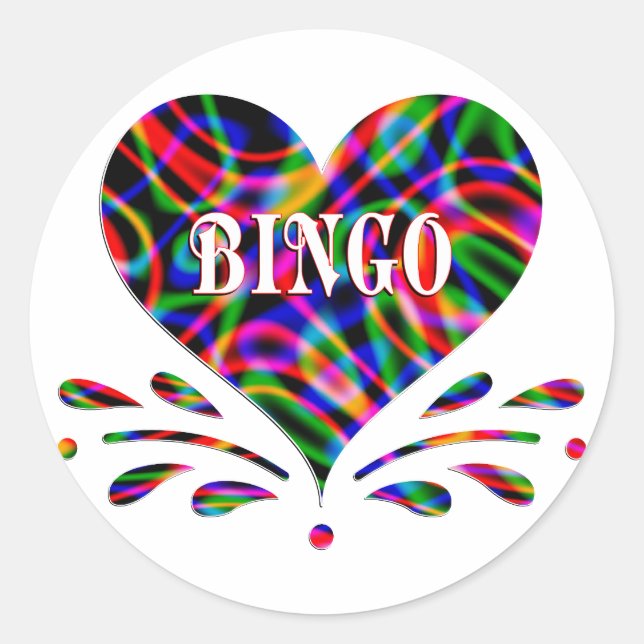 Bingo Fun Heart Classic Round Sticker (Front)