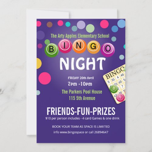 Bingo fun night invite fundraiser