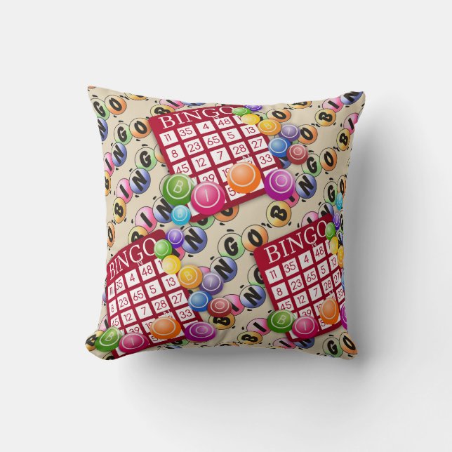 Bingo Fun Throw Pillow (Front)