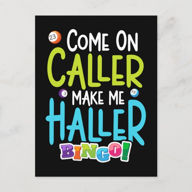 Bingo Funny Player Make Me Holler Postcard (Front)