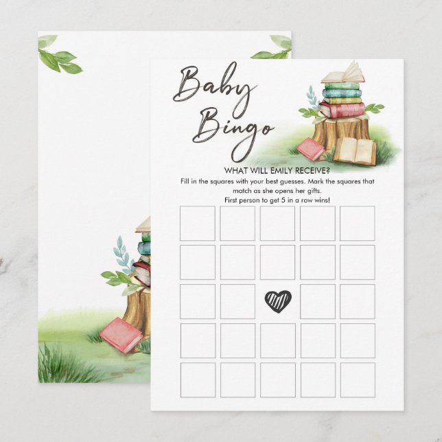 Bingo Game Baby Shower Storybook Vintage Enclosure Card (Front/Back)