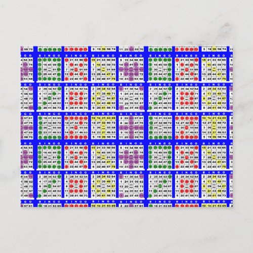 Bingo Game Patterns Large Grid Postcard