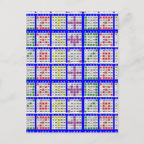 Bingo Game Patterns Large Grid Postcard