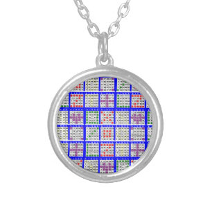 Bingo Game Patterns Large Silver Plated Necklace