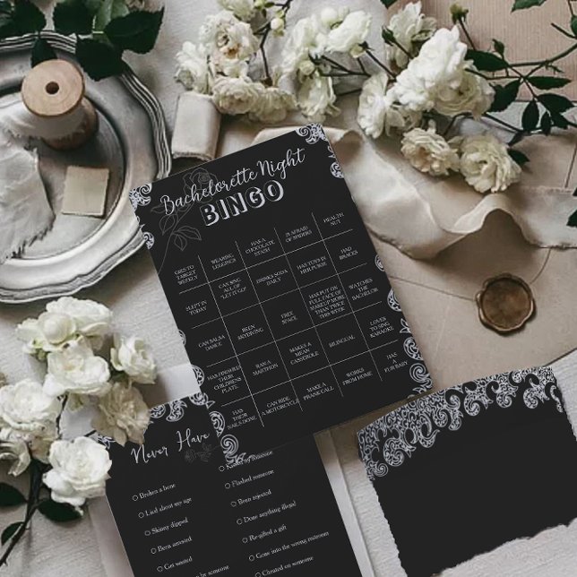 Bingo Gothic Black Floral Bachelorette Party Game  (Creator Uploaded)