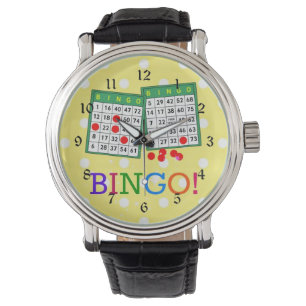 Bingo! Green and White Bingo Cards on Yellow Watch