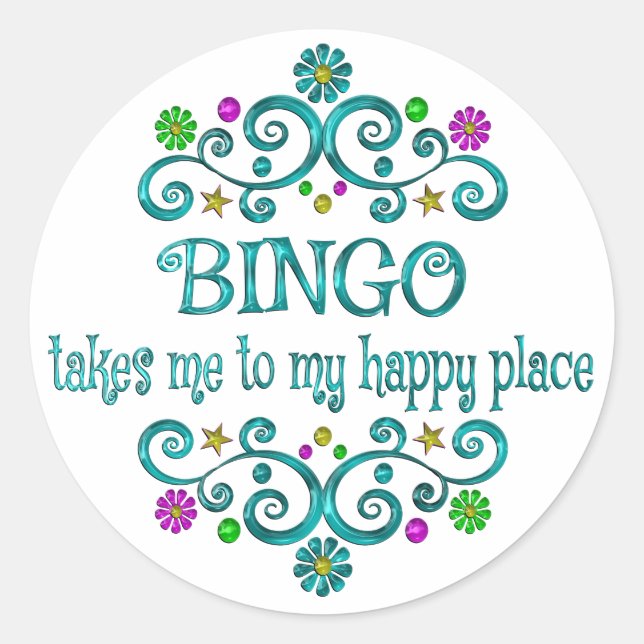 Bingo Happy Place Classic Round Sticker (Front)