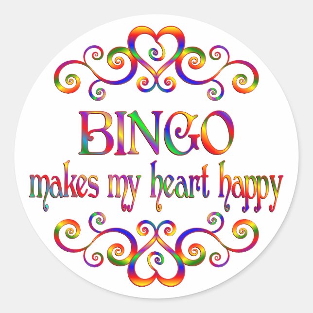 Bingo Heart Happy Classic Round Sticker (Front)