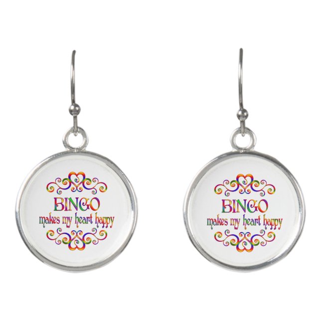 Bingo Heart Happy Earrings (Front)