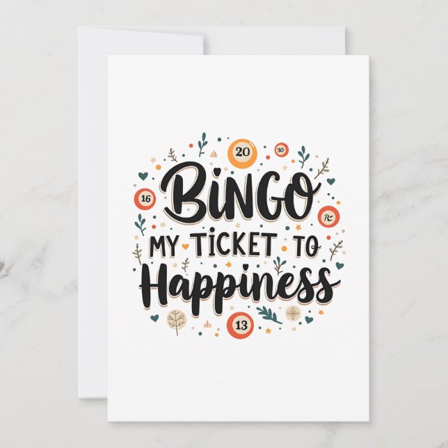 Bingo is My Ticket to Happiness Funny Bingo Game Thank You Card (Front)