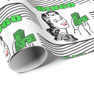 Bingo Lady With Money Wrapping Paper