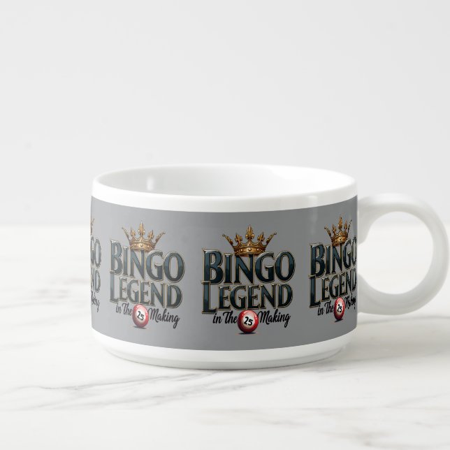 Bingo Legend Crowned in Gold Retro Typography Bowl (Left)