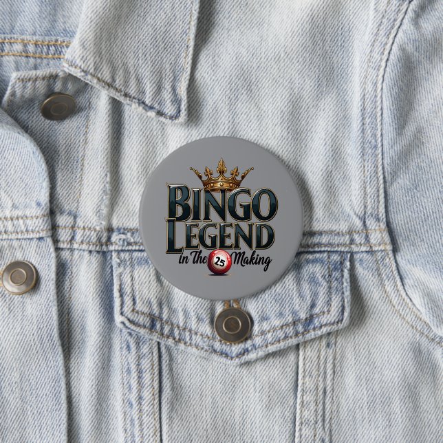 Bingo Legend Crowned in Gold Retro Typography Button (In Situ)