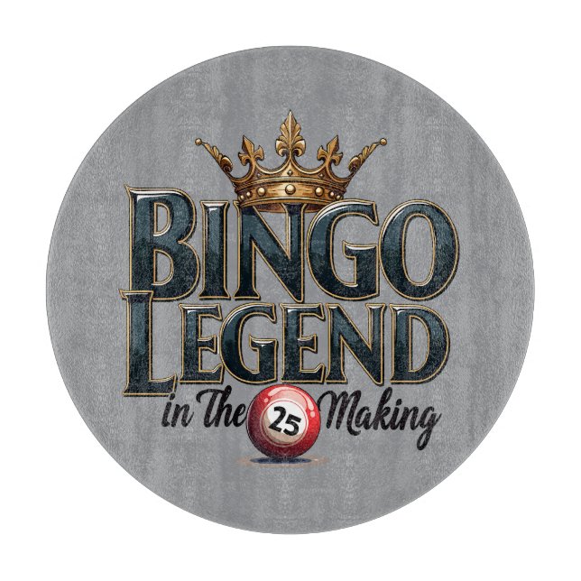 Bingo Legend Crowned in Gold Retro Typography Cutting Board (Front)