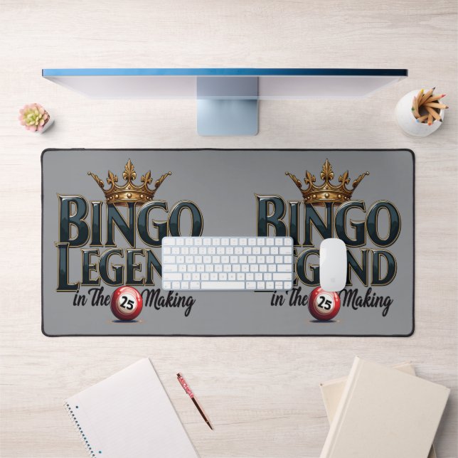 Bingo Legend Crowned in Gold Retro Typography Desk Mat (Office 1)