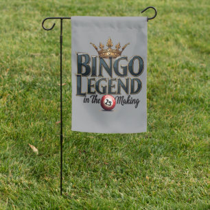 Bingo Legend Crowned in Gold Retro Typography Garden Flag