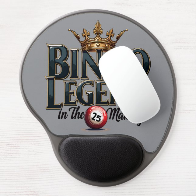 Bingo Legend Crowned in Gold Retro Typography Gel Mouse Pad (Left Side)