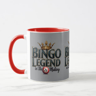Bingo Legend Crowned in Gold Retro Typography Gray Mug