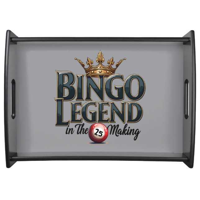 Bingo Legend Crowned in Gold Retro Typography Serving Tray (Front)