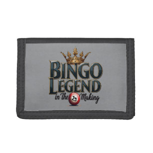Bingo Legend Crowned in Gold Retro Typography Tri-fold Wallet