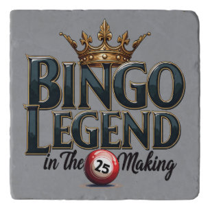 Bingo Legend Crowned in Gold Retro Typography Trivet