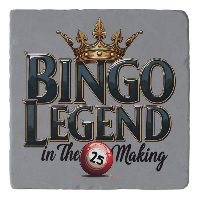 Bingo Legend Crowned in Gold Retro Typography Trivet (Front)