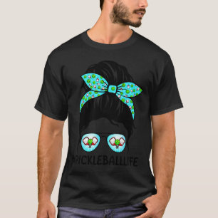Bingo life messy bun pickleball lover grandma T-Shirt