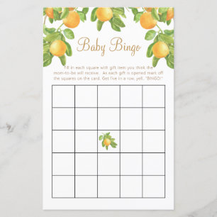 Bingo Little Cutie Citrus Baby Shower Game