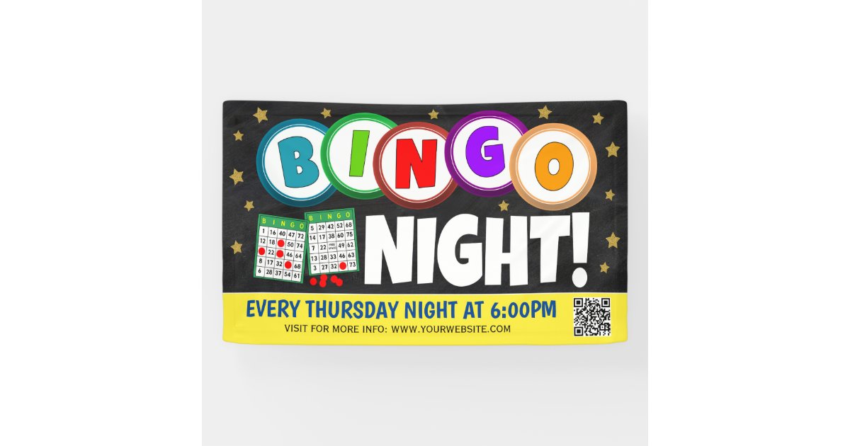 Bingo Night Banner with qr code Zazzle