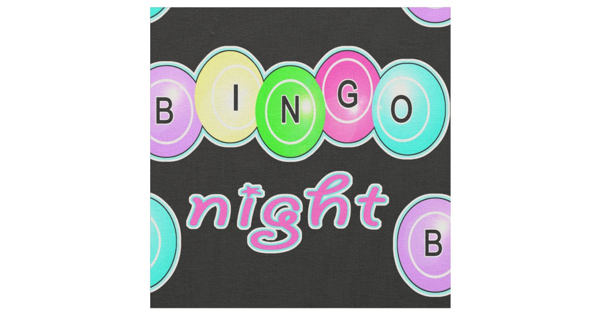 Bingo Night Bingo Balls Neon Colors On Black Fabric Zazzle