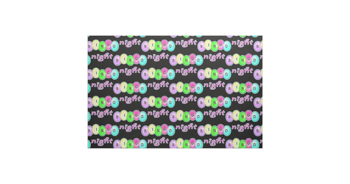 Bingo Night Bingo Balls Neon Colors On Black Fabric | Zazzle