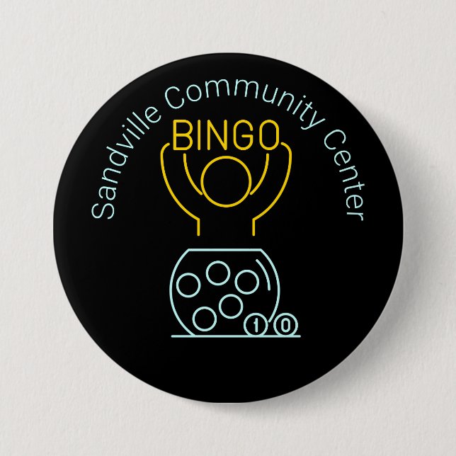 Bingo Night Neon Line Art Customizable  Button (Front)