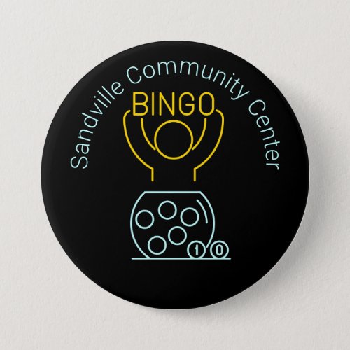 Bingo Night Neon Line Art Customizable  Button