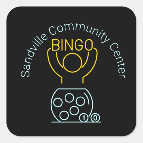 Bingo Night Neon Line Art Customizable  Square Sticker