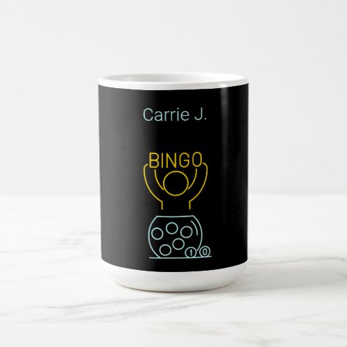 Bingo Night Neon Line Art  Personalized   Coffee Mug