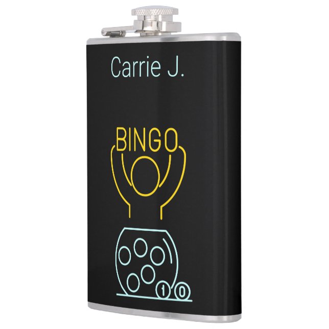 Bingo Night Neon Line Art  Personalized  Flask (Left)