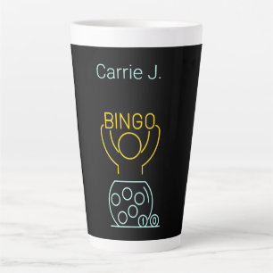 Bingo Night Neon Line Art Personalized Latte Mug
