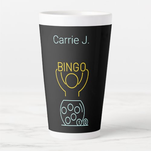 Bingo Night Neon Line Art  Personalized   Latte Mug