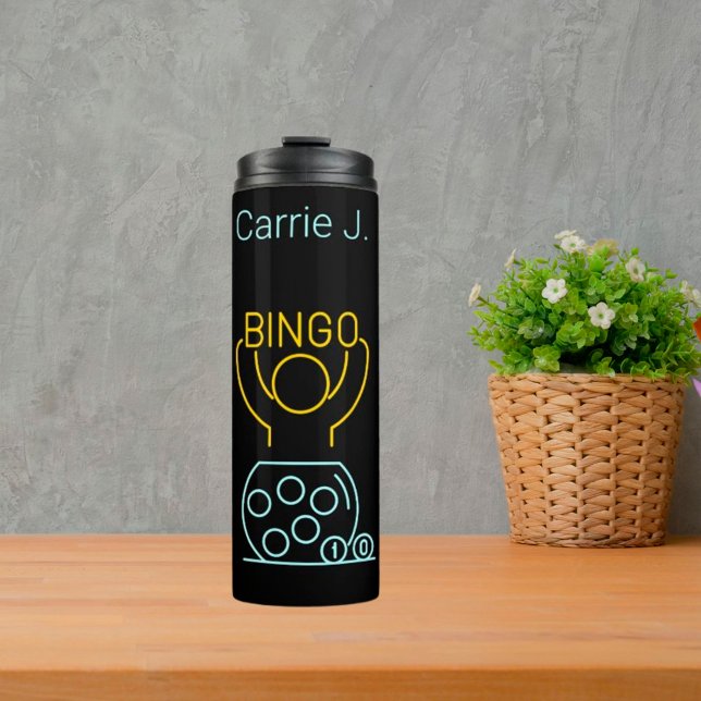 Bingo Night Neon Line Art  Personalized Thermal Tumbler (Creator Uploaded)