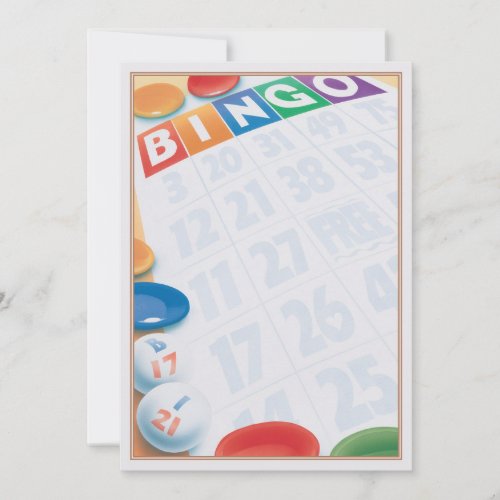 Bingo  note card