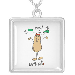 Bingo Nut T-shirts and Gifts Silver Plated Necklace