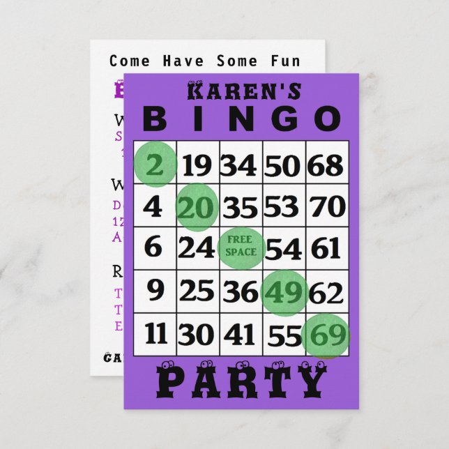 BINGO Party Invitation (Front/Back)